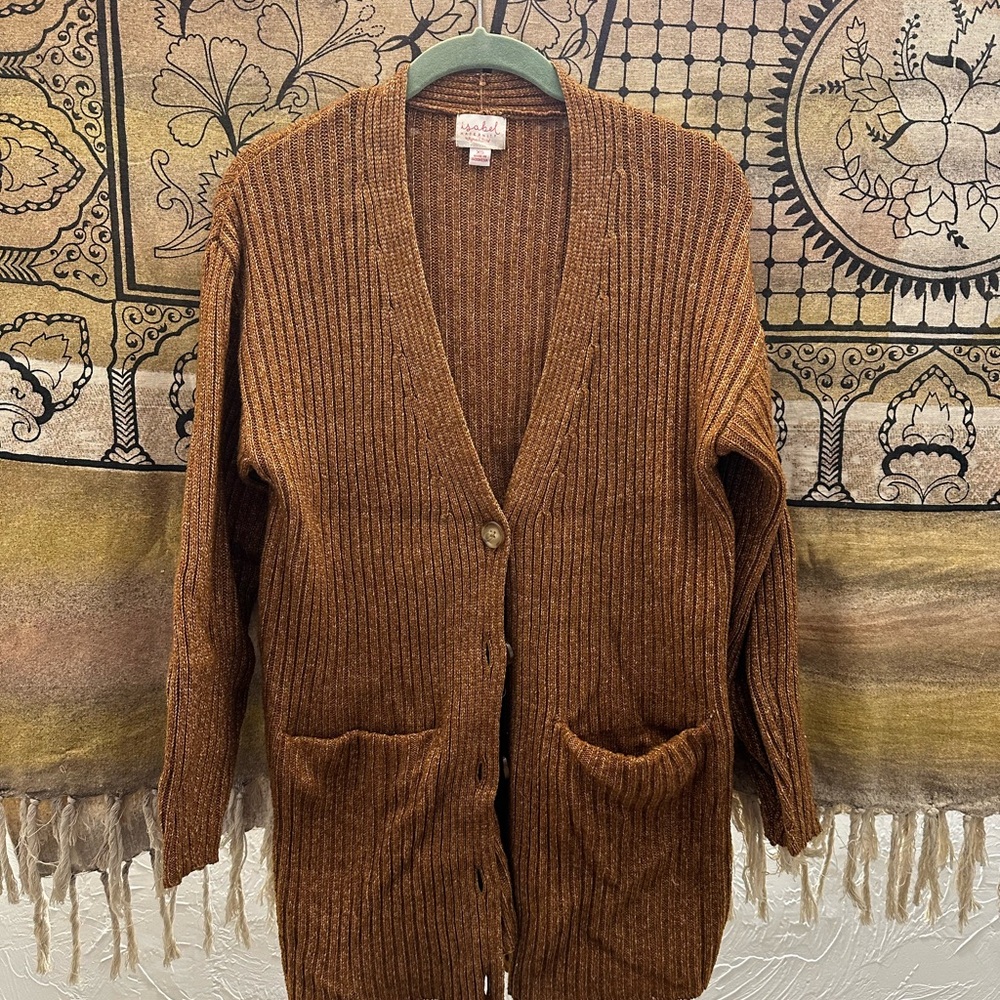 Isabel Maternity by Ingrid & Isabel Orange Button-Up Cardigan